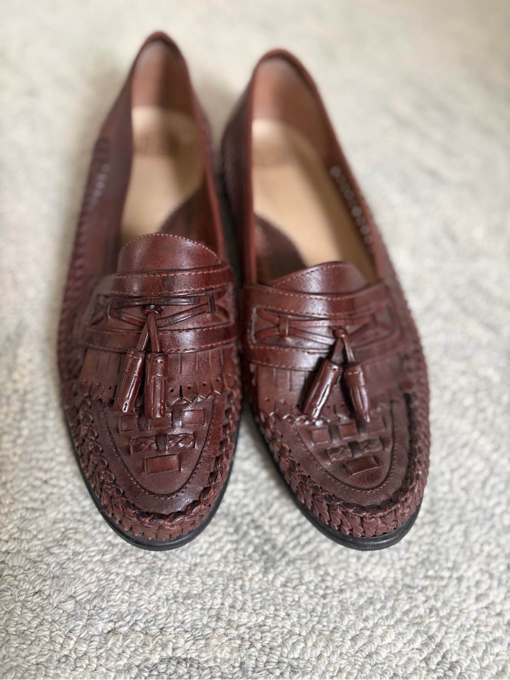Nunn Bush Brown Woven Leather Tassel Loafers Mens 9.5M Made in Brazil - Picture 4 of 8